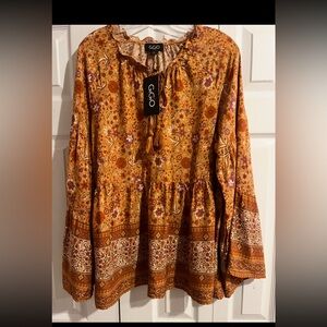 GiGiO Women's Orange Floral Blouse